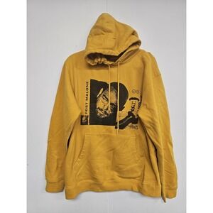 Post Malone Hoodie Mens Medium Yellow‎ Graphic Pullover Posty Co 1995 Streetwear